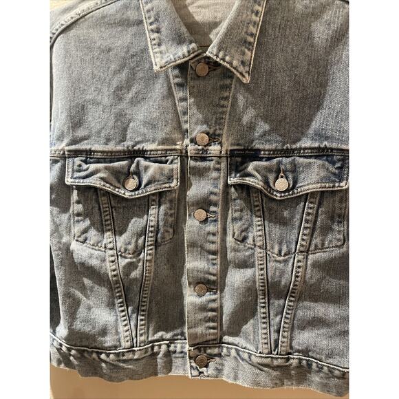 guess jeans, blue denim jacket, large - Picture 2 of 4